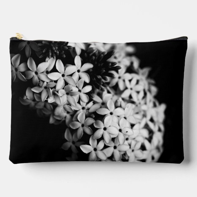 Bolsito Accesorio Grande flores negras y blancas (Anverso)