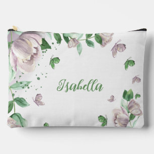 Bolsito Accesorio Grande flores púrpura vegetación mariposas