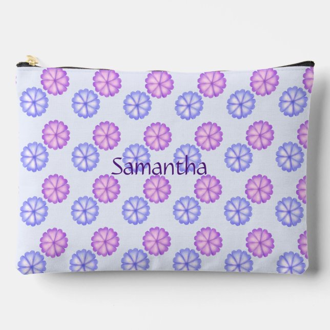 Bolsito Accesorio Grande Flores Púrpura Y Azul (Anverso)