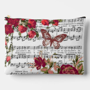 Bolsito Accesorio Grande Flores rojas y música