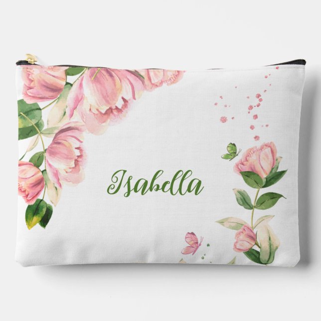 Bolsito Accesorio Grande Flores rosa románticas (Anverso)