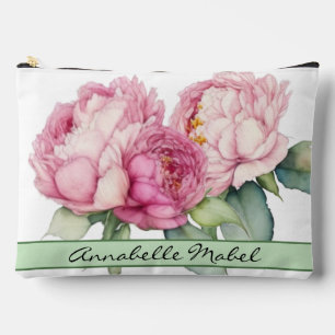 Bolsito Accesorio Grande Flores rosadas color agua peonías rosadas rosadas