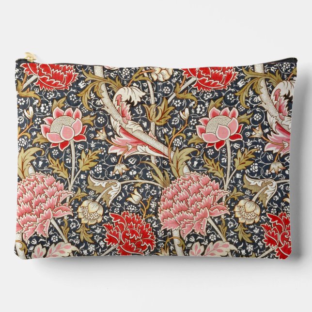 Bolsito Accesorio Grande Flores rosas y rojas antiguas de William Morris (Anverso)