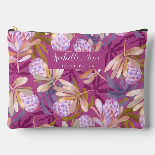Bolsito Accesorio Grande Flores silvestres Protea Magenta (Anverso)