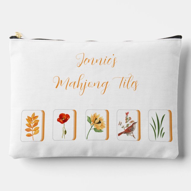 Bolsito Accesorio Grande Flower and Bird Bam Mahjong Tile Bag (Anverso)