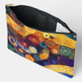 BOLSITO ACCESORIO GRANDE FORMAS ABSTRACTAS DE PURPLE AZUL NARANJA AMARILLO