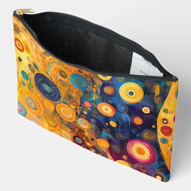BOLSITO ACCESORIO GRANDE FORMAS ABSTRACTAS DE PURPLE AZUL NARANJA AMARILLO (Abierto)