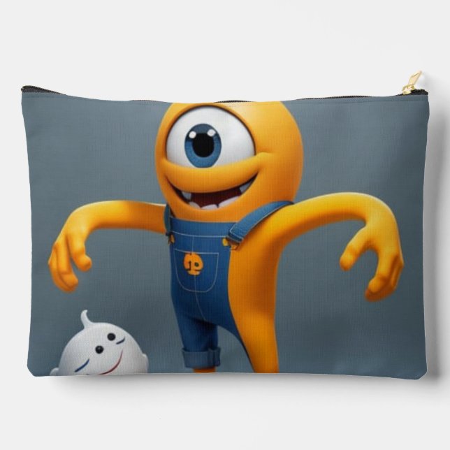 Bolsito Accesorio Grande „Fröhliches Einaugenmonster mit Geisterfreund“ Duf (Reverso )