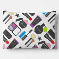 Funky Makeup Cosmetics Collage Pattern