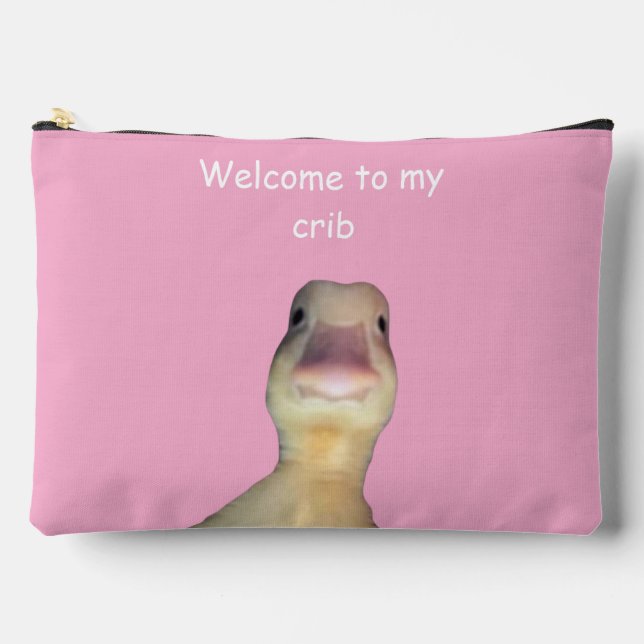 Bolsito Accesorio Grande Funny Duck Meme – “Welcome to My Crib” Cute Animal (Anverso)
