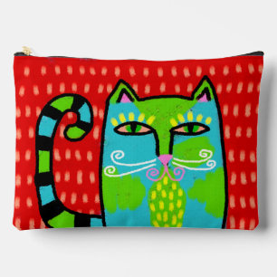 Bolsito Accesorio Grande Gato azul pintura digital abstracta