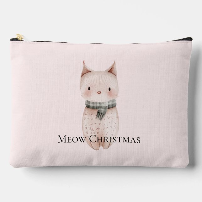 Bolsito Accesorio Grande Gato de Navidad Rosa Claro (Anverso)