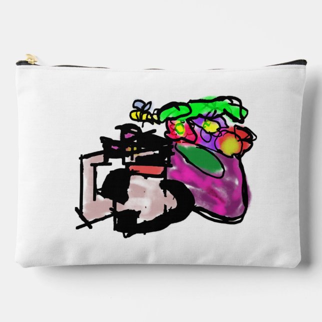 Bolsito Accesorio Grande Gato y flores de primavera  (Anverso)