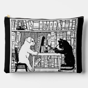 Bolsito Accesorio Grande Gato y perro vintage Biblioteca libresca Literaria