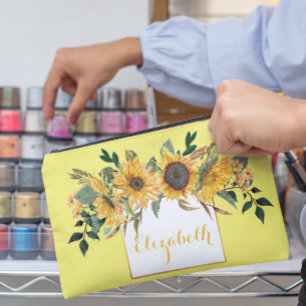 Bolsito Accesorio Grande Girasol Dorado Floral Personalizado Flor