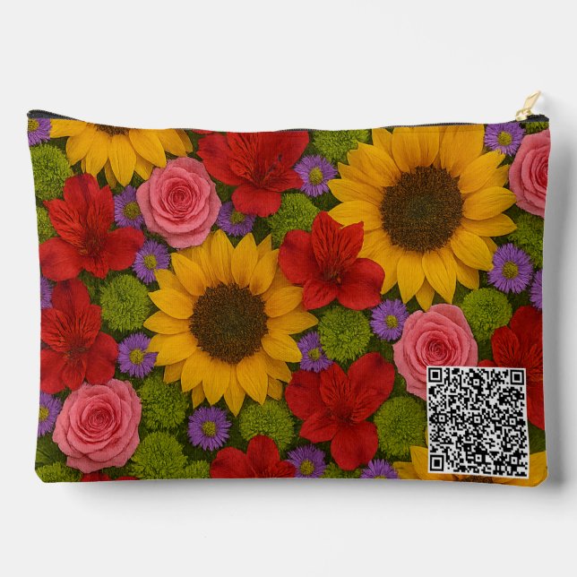 Bolsito Accesorio Grande Girasol y Rosa (Reverso )