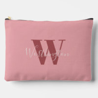 Girly Monograma y Nombre Rojo rosa