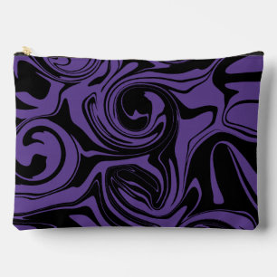 Bolsito Accesorio Grande Giro de mármol retro morado y negro