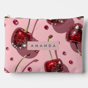 Bolsito Accesorio Grande Glam de Cereza Roja con Brillo Personalizado