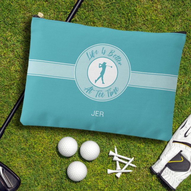 Bolsito Accesorio Grande Golfers Life Better at Tee Time Female Golfer Teal (Golfers Life Better at Tee Time Female Golfer Teal Accessory Pouch)