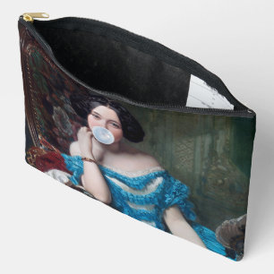 Bolsito Accesorio Grande Goma de burbuja Diva en satén azul