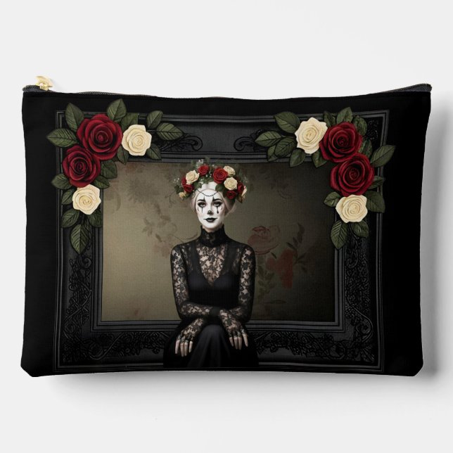Bolsito Accesorio Grande Gothic Rose Queen – Dark Romantic Art with Skeleto (Anverso)