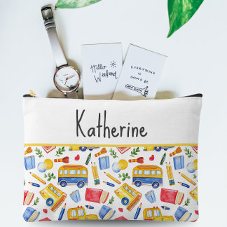 Bolsito Accesorio Grande Gracioso Autobús Escolar Regresa Al Patrón De Nomb