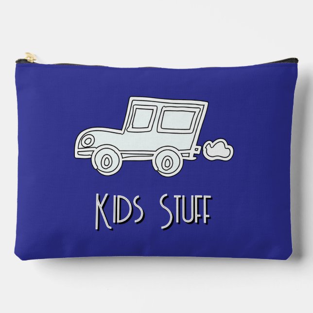 Bolsito Accesorio Grande Graciosos niños de auto con azul (Anverso)