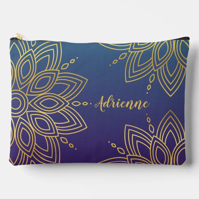 Bolsito Accesorio Grande Gradiente Verde azulado púrpura Faux Gold Mandala (Anverso)