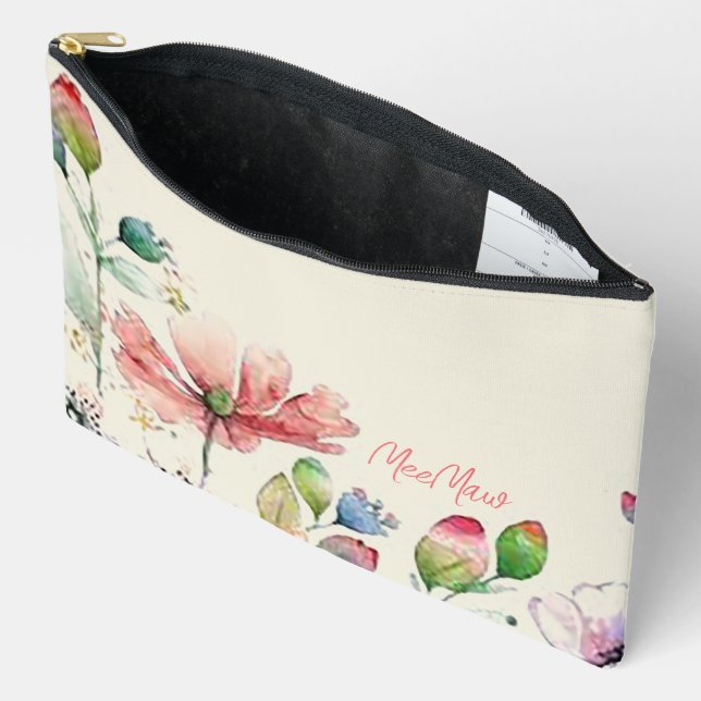 Bolsito Accesorio Grande “Grandma’s Garden” Print Cosmetic Bag (Abierto)