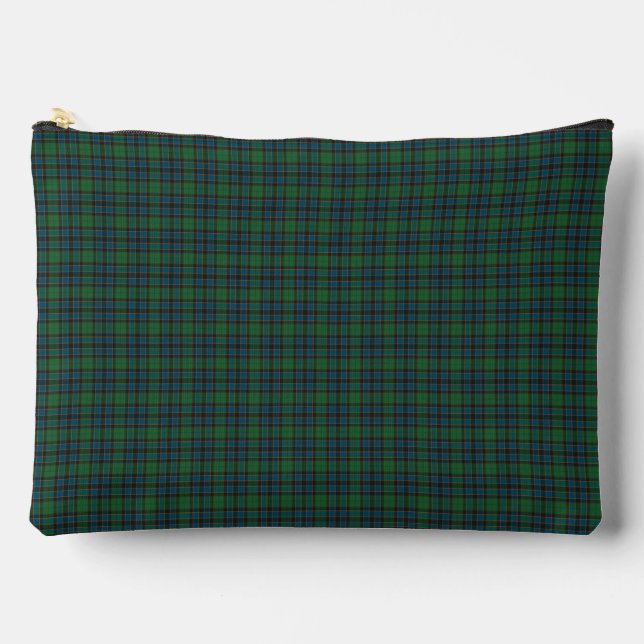 Bolsito Accesorio Grande Green Blue Plaid Tartan Pattern (Anverso)