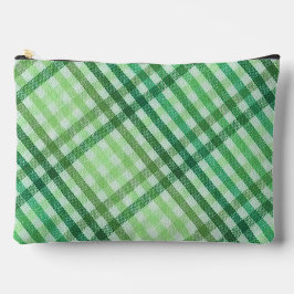 Bolsito Accesorio Grande Green Plaid Print Cosmetic Bag