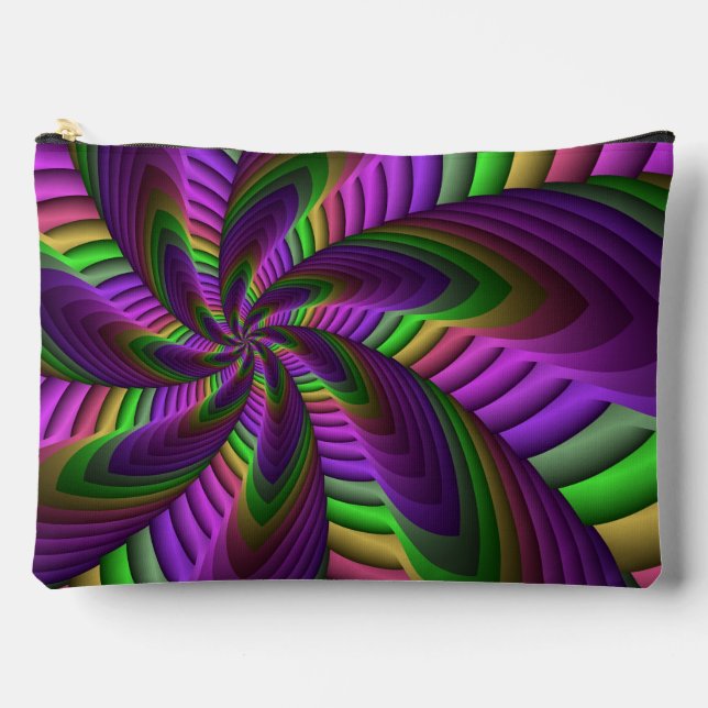 Bolsito Accesorio Grande Groovy Energetic Colorful Neon Fractal (Anverso)