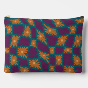Bolsito Accesorio Grande Groovy Wavy Trippy Naranja Cheques de flores de 60