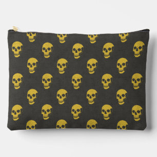 Bolsito Accesorio Grande Grungy Cráneo anatómico Polkadots amarillo negro