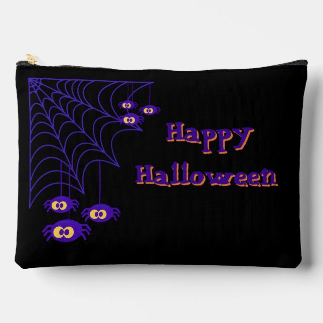 Bolsito Accesorio Grande Happy Halloween Purple & Black Spider Design (Anverso)