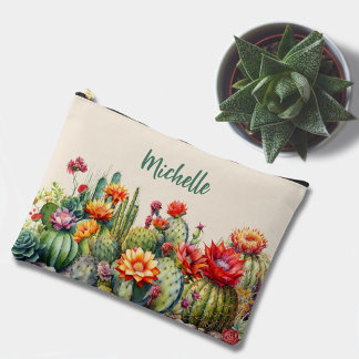 Bolsito Accesorio Grande Hermoso Cacti De Flores Con Nombre Grande