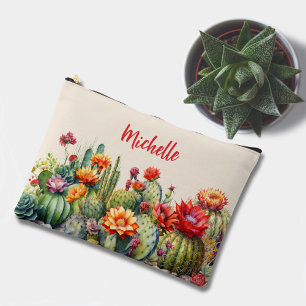 Bolsito Accesorio Grande Hermoso Cacti De Flores Con Nombre Grande