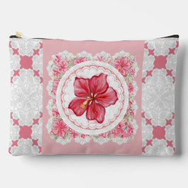 Bolsito Accesorio Grande Hibiscus & lace RED