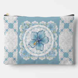 Bolsito Accesorio Grande Hibiscus & lace TURQUOISE