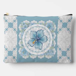 Bolsito Accesorio Grande Hibiscus & lace TURQUOISE