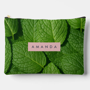 Bolsito Accesorio Grande Hoja de menta fresca verde vibrante personalizada