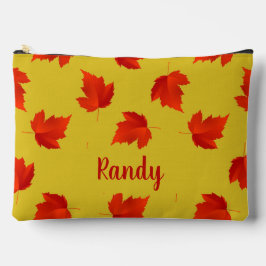 Bolsito Accesorio Grande Hojas secas rojas degradadas nombre personalizado 