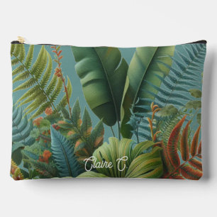 Bolsito Accesorio Grande Hojas tropicales Moody Green Ferns Pouch accesorio