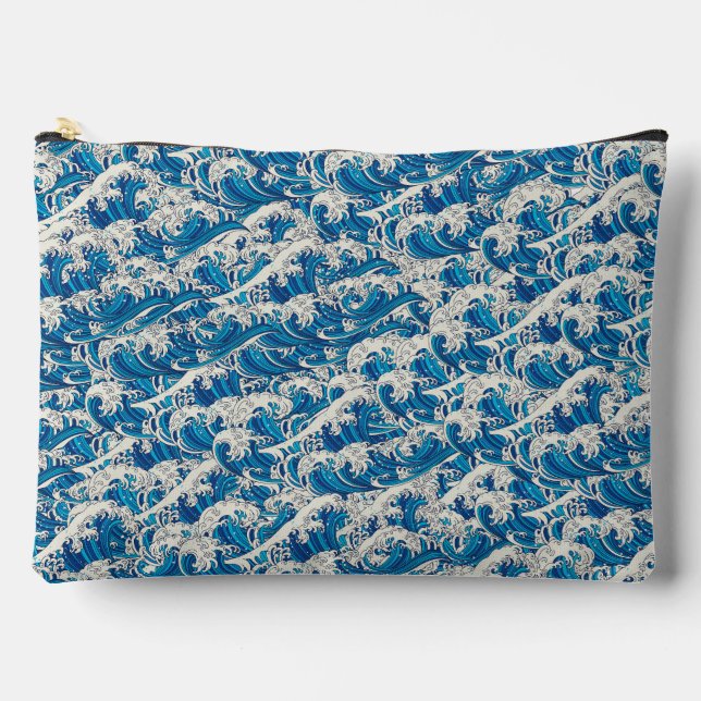 Bolsito Accesorio Grande Hokusai el patrón de la gran ola Nautical Blue wav (Anverso)