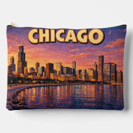 Bolsito Accesorio Grande horizonte de Chicago y lago Michigan al atardecer