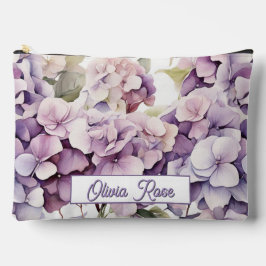 Bolsito Accesorio Grande Hortensias elegantes de acuarela rosa púrpura