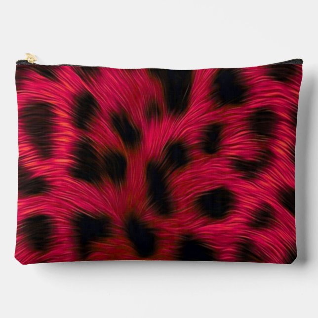 Bolsito Accesorio Grande Hot Pink Leopard Print Faux  (Anverso)