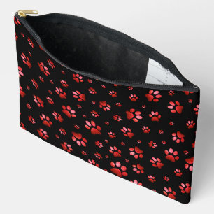 Bolsito Accesorio Grande Huella de patas brillo rojo purpurina,