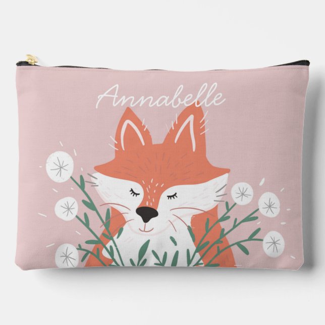 Bolsito Accesorio Grande Ilustracion Fox Flowers Personalizado (Anverso)